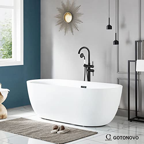 Freestanding Bathtub Faucet with Hand Held Shower Spray Black Tub