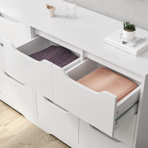 HOSTACK Modern 6 Drawer Dresser, Double Chest of Drawers with Storage