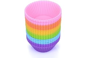 BakeBaking Mini Muffin Pan - Reusable Silicone Cupcake Molds 2 inch (5cm) 24 Pack - Small Baking Cups Truffle Cake Pan Set No