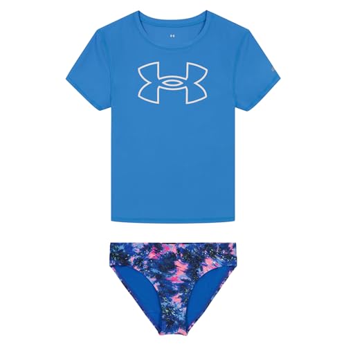 Under Armour Girls' Short Sleeve Rashguard Surf Shirt and Swim Bottoms Set, UPF…