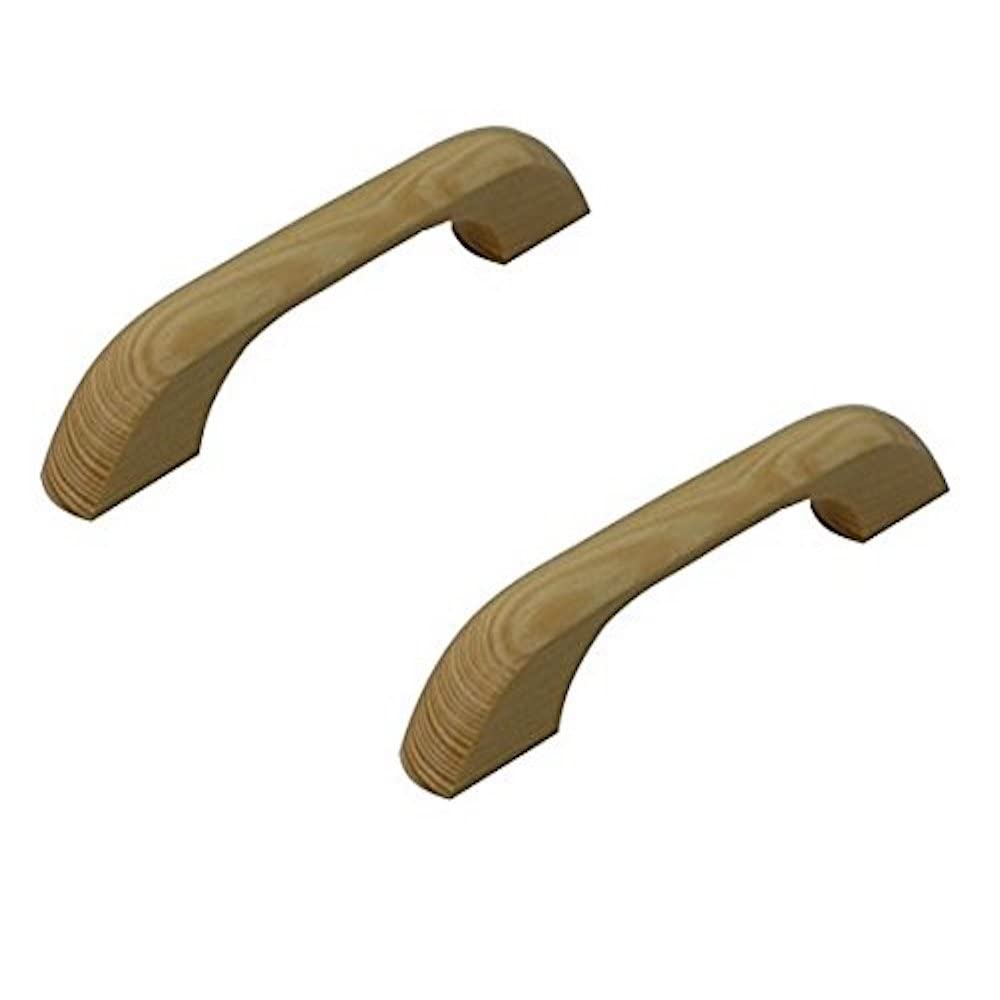 Merriway BH03368 (2 Pcs) Wood Oak 'D' Cupboard Cabinet Drawer Pull Handle Back Fix Unfinished 100mm (4 inch) - Pack of 2 Pieces