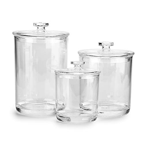Hipiwe Clear Plastic Apothecary Jars with Lid, Large Size Bathroom