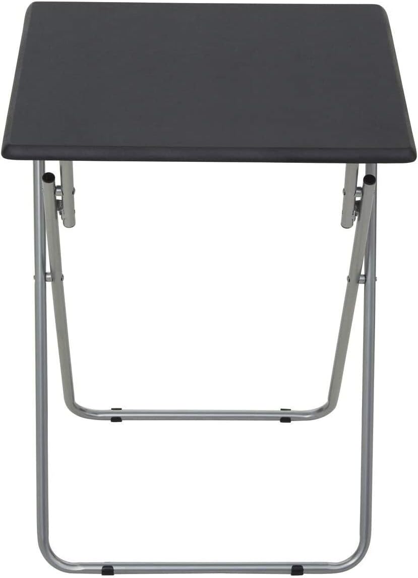 Unibos Folding Table Picnic Garden BBQ Side Table Compact Black Metal Legs