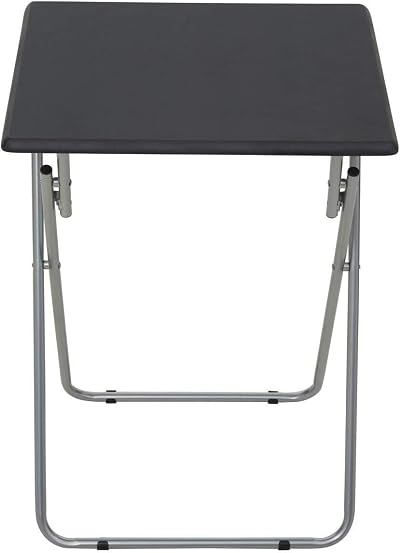 Unibos Folding Table Picnic Garden BBQ Side Table Compact Black Metal Legs
