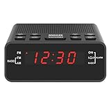 Jingsense 251US Digital Alarm Clock Radio with AM/FM, Dimmer, Snooze, Sleep Timer for Bedrooms/Night Stands-Black