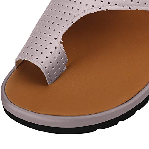 TnaIolral Women Sandals Thick Bottomed Sandal Shoes Wedge Heel Clip Toe Summer Beach Shoes (US:8.5, Gray) - Thumbnail 7