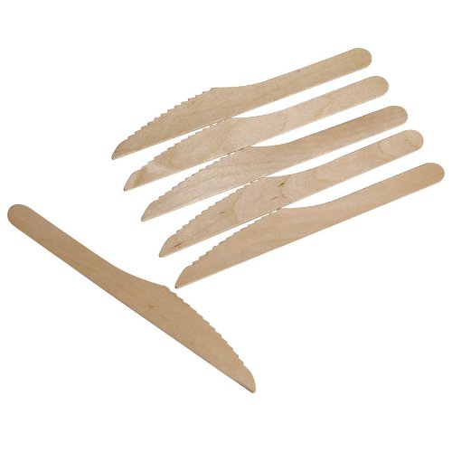 Thali Outlet - 100 x Wooden Birchwood Knives 165mm Disposable Biodegradable Takeaway