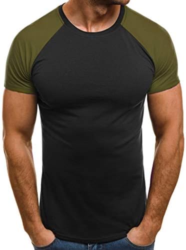 Men's Casual Raglan Block Short Sleeve T-Shirts Slim Fit Stretch Crew Neck Wicking Baseball Tee Tops (L, X-Green)