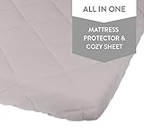 Waterproof Cotton Quilted Pack n Play Sheet | Mini Crib Sheet | All in one Mattress Pad Cover and Cozy Sheet , Grey by Ely's & Co