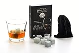 Whiskey Reusable Ice Cubes Stones - Chilling Cooling Stones Chill Rocks Set - Pack of 9 Whiskey Rocks for Whisky and other Beverages - in Gift Box with Velvet Carrying Bag - 100% Soapstone By IceRox