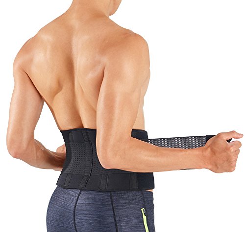 Bracoo Back Lumbar Brace, Abdominal Support Belt for Strains, Sprains and Pain Relief - Adjustable Straps, Lightweight & Flexible, BS31 (S/M (28" - 42"), Black) - Thumbnail 2