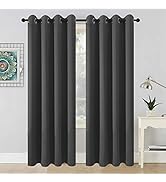 Grey Blackout Window Curtain 2 Panel for Bedroom Living Room, Caudblor Thermal Insulated Room Dar...