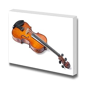 Vintage Violin Instrument Close Up on White Background Wall Decor