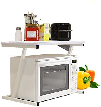 Staron Kitchen Storage Rack Microwave Oven Rack, 2 Tier Storage Shelf, Kitchen Storage Shelf 23.6×13.8inch (White)