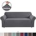 H.VERSAILTEX Stretch Sofa Covers for 3 Cushion Couch Covers Sofa Slipcovers for Living Room Feature Thick Checked Jacquard Fabric with Elastic Bottom, Sofa X-Large - Grey