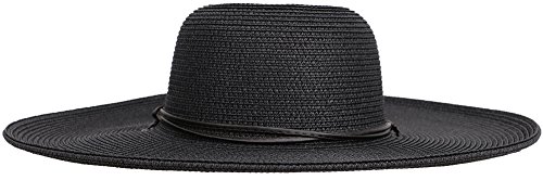Simplicity Women's UPF 50+ Wide Brim Braided Straw Sun Hat with Lanyard Black