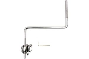 TUOREN Bass Drum Hoop Mount Cowbell Mounting Extension Bracket with Tom Drum Hoop Clamp, 10mm Diameter Cowbell Expansion Stand Z Shape Extension Rod for Cowbell Jam Block Tambourine