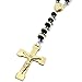 INBLUE Men,Women's Stainless Steel Rubber Pendant Necklace Gold Tone Black Virgin Mary Jesus Christ Crucifix Cross Rosary 26 Inch Chain
