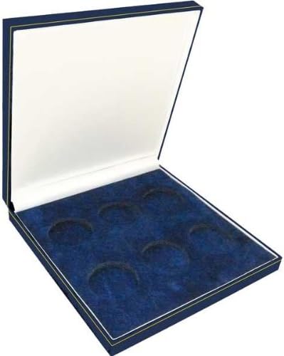 Coin Medal Presentation Box Display Case Six Coin 44mm Navy Blue