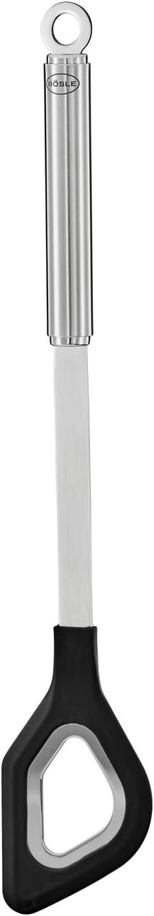 Rösle Kochlöffel mit Loch Silikon, Hochwertiger Rührlöffel mit Silikonüberzug und Rundgriff, Edelstahl 18/10, Spülmaschinengeeignet