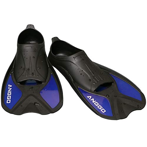 ANGGO Short Dive Fins for Swimming Snorkeling and Diving (Blue, X-Large)