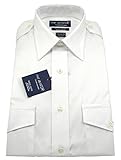 Van Heusen Men's 100% Cotton Non-Iron Aviator Pilot Shirt - Short Sleeve, White