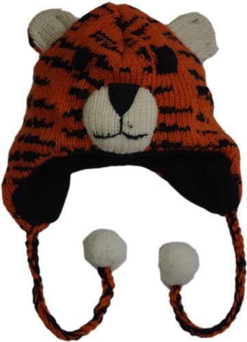 Chaos Brothers Big Girls' Wool Nepalese Hand Knitted Animal Hat Regular Size Tiger