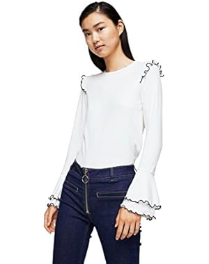 Women's Ruffles Ribbed T-Shirt