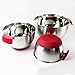 HUJI 3 Piece Stainless Steel Mixing Bowls set with Pouring Spouts & Non-Slip Silicon Base and Handles For Baking Mixing Kitchen Tools (Red )