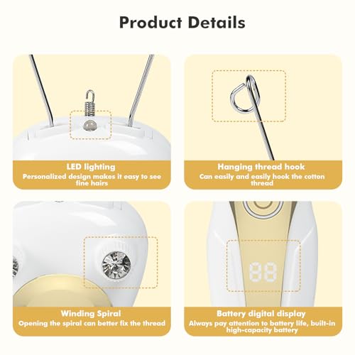 Electric Hair Remover for Women Facial Cotton Thread Hair Remover Electric Cotton Thread Hair Remover Facial Hair Removal for Arms and Legs Gold