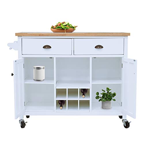 Mecor Kitchen Island Utility Cart w/Wood Top, Rolling Trolley Buffet on