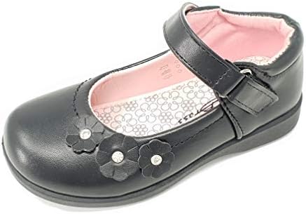 Carcassi Girls Kids Childrens Black Patent Touch Fastening School Formal Party Shoes Size 8-2