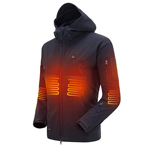 DEWBU Heated Jacket with 7.4V Battery Pack Winter Outdoor Soft Shell