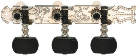 1 Set Classical Guitar Tuners Machine Headst Silve side plates & Black pegs