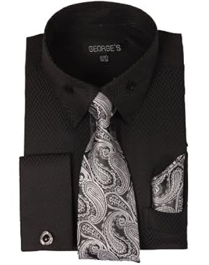 Unique Fabric Dress Shirts w/ Matching Tie,Hankie,Cuff & Cufflink AH619