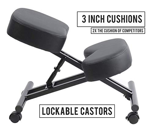 Ergonomic Kneeling Chair Home Office Chairs Thick Cushion Pad Flexible Seating Rolling Adjustable Work Desk Stool Improve Posture Now & Neck Pain - Comfortable Knees and Straight Back (Renewed)