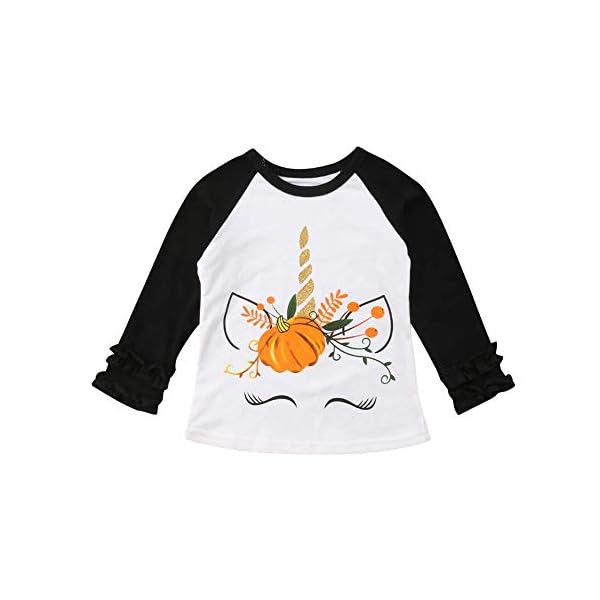 Baby Kids Girl Unicorn Thanksgiving Christmas Car Print Ruffle Polka Dot Cotton T-Shirt Top Outfits