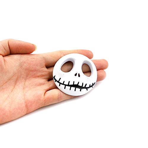 2x Skull Pumpkin Face Emblem Jack Skellington Auto Car Styling/Motorcycle Metal Badge Sticker Decoration (White)