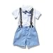 Toddler Boys Clothing Set Gentleman Outfit Bowtie Polo Shirt Bid Shorts Overalls (2t, White)