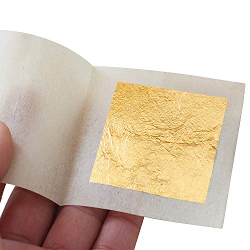 KINNO Edible Gold Leaf Sheets 30 Sheets 1.7" x 1.7" 24K Yellow Real Gold for Facial Mask, Makeup, Spa, Crafts, Gilding, Art, Bakery Food and Drink Decorations- Cake, Dessert, Coffee or Wine