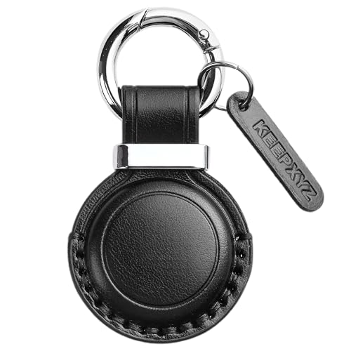 KEEPXYZ Genuine Leather for AirTag Keychain Holder – Air Tagholder Case Cover for Air Tag Key Chain Ring Fob Accessories