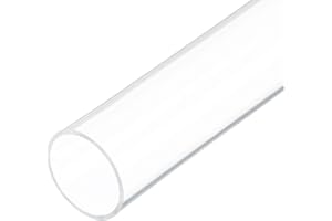 Rebower 18" Clear Plastic Rigid Pipe 44mm ID x 50mm OD (1 3/4" ID x 2" OD) Acrylic Round Polycarbonate Tubing, [for Plumbing, Hydraulics, Aquarium]