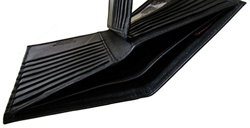 New Paul & Taylor Men's Leather Big 20 card slots Hipster Bifold Billfold Wallet (Black)