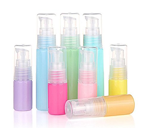 6PCS 30ml Macaron Color Lotion Bottle Empty Portable Refillable Plastic Pump Cream Lotion Bottle Travel Container Pot For Shampoo Cleanser Shower Gel Body Lotion (Random Color) (30ml)