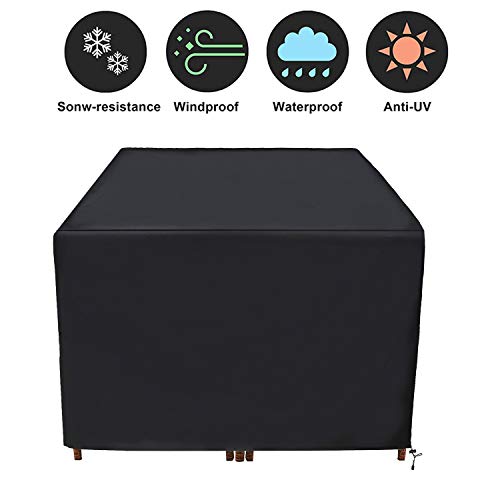 JJCKHE Square Patio Table Cover, Outdoor Waterproof Dining Table Chair Set Cover, Durable Protective Furniture Cover for Garden Outdoor Indoor Furniture,Black