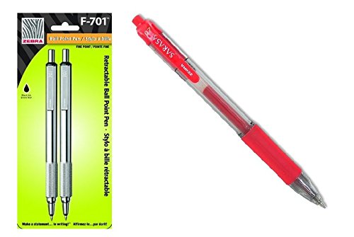 Zebra F-701 Stainless Steel Ballpoint Retractable Pen, Black Ink, Fine Point (3 Pens)
