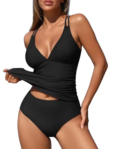 ZAFUL Solid Color Tummy Control Tankini Swimsuit