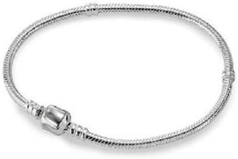 NEW Sterling Silver 925 European Charm Bead Snake Bracelet w/ Barell Clasp - 9 inch