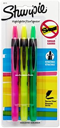Sharpie 28173PP Accent Pen-Style Retractable Highlighter, Assorted Colors, 3-Pack