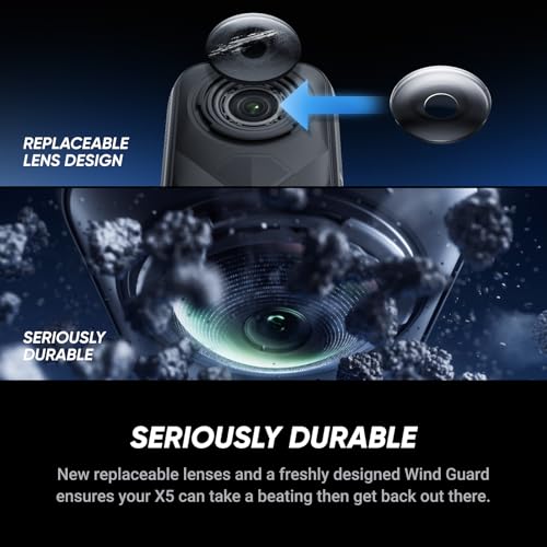 Insta360 X5 Motorcycle Bundle, Waterproof 8K 360° Action Cam, Robust Interchangeable Lenses, 3H Battery, Clear Sound, Stabilization, Invisible Selfie Stick Effect, Great in Low Light